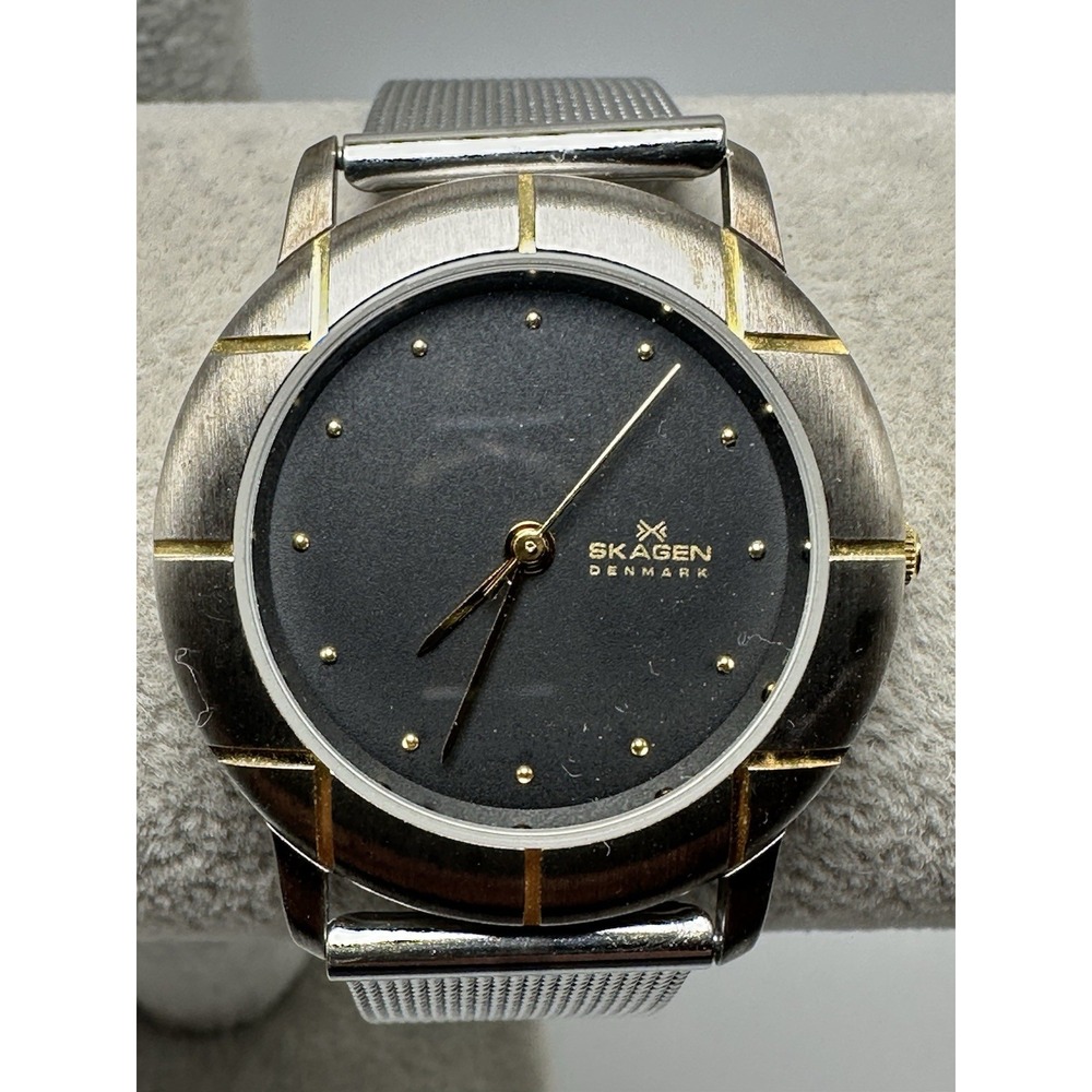 Skagen 3LGSB New Battery Mens Watch‎ 34MM 8" Mesh Band Black Dial Ultra Slim P9